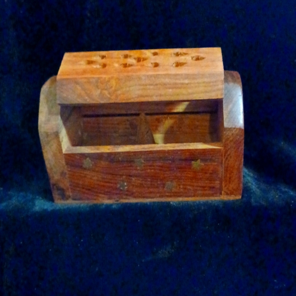 Brown Wood Casket 4 inch Cone Burner